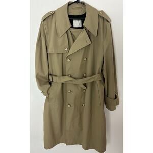 Vintage Woodmere Size 46 Long XL XXL Tall Trench Coat Khaki Removable Liner